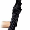 Leg Avenue Satin Gloves With Button Detail, Black