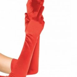 Leg Avenue Extra Long Satin Gloves, Red