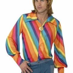 Smiffys 70's Shirt, Rainbow