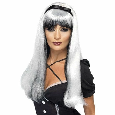 Smiffys Bewitching Wig, Black-White 1 Smiffys Bewitching Wig, Black-White