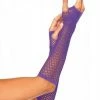 Leg Avenue Triangle Net Fingerless Gloves, Neon Purple