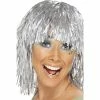 Smiffys 1980's & 90's Tinsel Wig, Silver