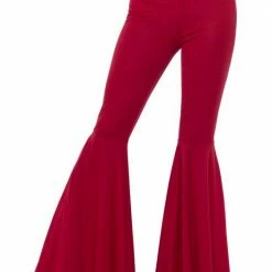 Smiffys Female Costumes Flared Ladies Trousers, Red