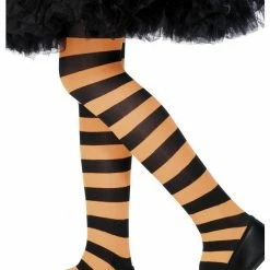 Smiffys Halloween Hosiery Childs Tights, Orange & Black