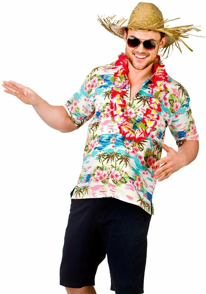 Wicked Hawaiian Shirt - Pink Flower Male Costumes 1 Wicked Hawaiian Shirt - Pink Flower Male Costumes