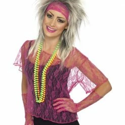 Smiffys 1980's & 90's Lace Vest, Gloves & Headband