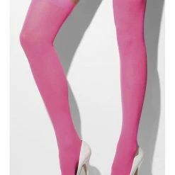 Smiffys Opaque Hold Ups, Neon Pink Hoisery