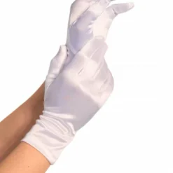 Leg Avenue Gloves, Satin Wrist, White