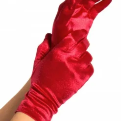 Leg Avenue Gloves, Satin Wrist, Red