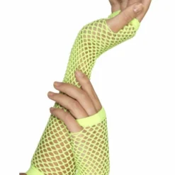Smiffys Fishnet Gloves Neon Green 1980's & 90's