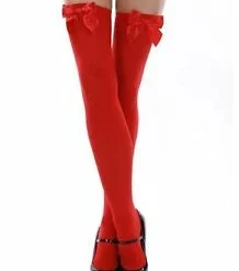 Leg Avenue Nylon Thigh Highs, Red Hoisery