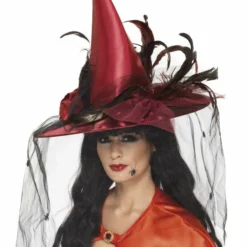Smiffys Witch Hat, Net & Feathers