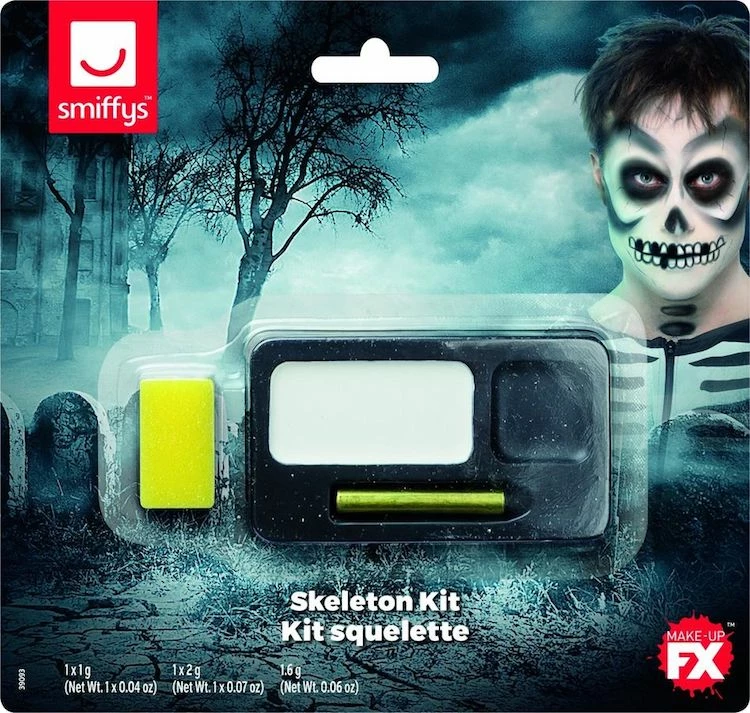 Smiffys Make Up Kit, Skeleton 3 Smiffys Make Up Kit, Skeleton