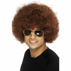 Smiffys Mens Afro Funky, Brown