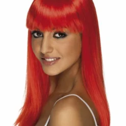 Smiffys Glamourama Wig, Neon Red Womens