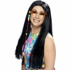 Smiffys Hippy Wig, Black Womens