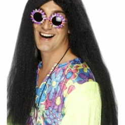 Smiffys Hippy Wig, Black Mens