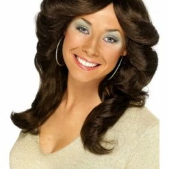 Smiffys 70's Flick Up Wig, Brown