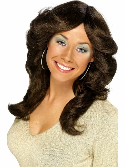 Smiffys 70's Flick Up Wig, Brown 1 Smiffys 70's Flick Up Wig, Brown