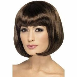 Smiffys Partyrama Wig, Dark Brown Womens