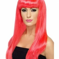 Smiffys Womens Babelicious Wig, Neon Pink
