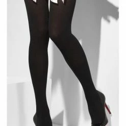 Smiffys Opaque Hold Ups, Pink Bow