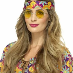 Smiffys 1960's & 70's Hippy Specs, Yellow