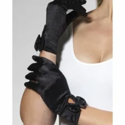 Smiffys Gloves, Black With Bow