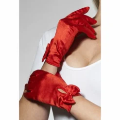 Smiffys Gloves, Red With Bow