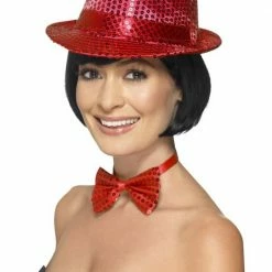 Smiffys Sequined Trilby Hat, Red
