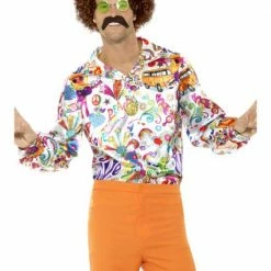 Smiffys 60's Shirt Multi Coloured Male Costumes