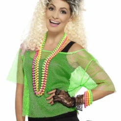 Smiffys 1980's & 90's Fishnet Top, Neon Green