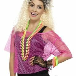 Smiffys Fishnet Top, Neon Pink