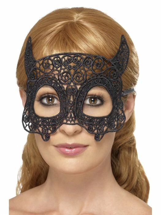 Smiffys Filigree, Lace Devil Eyemask 1 Smiffys Filigree, Lace Devil Eyemask