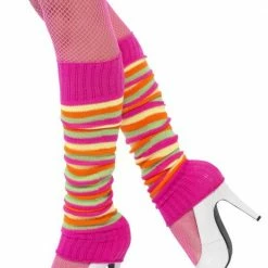 Smiffys Legwarmers, Neon Stripe 1980's & 90's