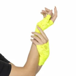 Smiffys 80's Fingerless Gloves Neon Yellow 1980's & 90's