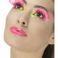 Smiffys Eyelashes, Neon Pink 80s 1980's & 90's