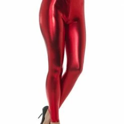 Smiffys 80's Metallic Leggings, Red