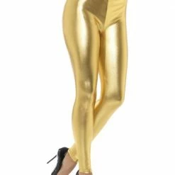 Smiffys 1980's & 90's 80's Metallic Leggings, Gold