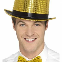 Smiffys Sequin Top Hat, Gold