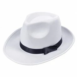 Bristol Gangster Hat, White Satin