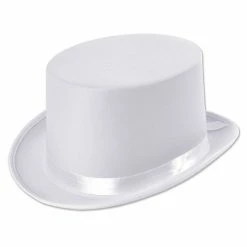 Bristol Satin Top Hat, White