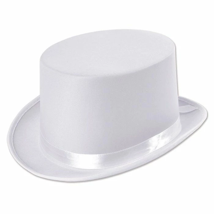 Bristol Satin Top Hat, White 1 Bristol Satin Top Hat, White