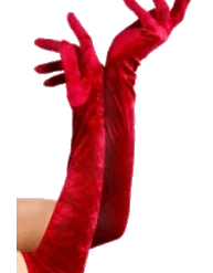Smiffys Gloves, Velveteen, Red
