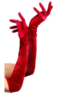 Smiffys Gloves, Velveteen, Red