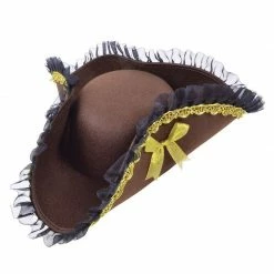 Bristol Pirate Tricorn Hat, Brown Medieval