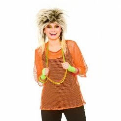 Wicked Female Costumes Neon Orange Mesh Top
