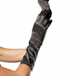 Leg Avenue Satin Elbow Length Gloves, Black