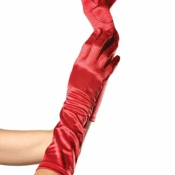 Leg Avenue Satin Elbow Length Gloves, Red
