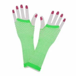 Wicked 80's Net Gloves Neon Green Long